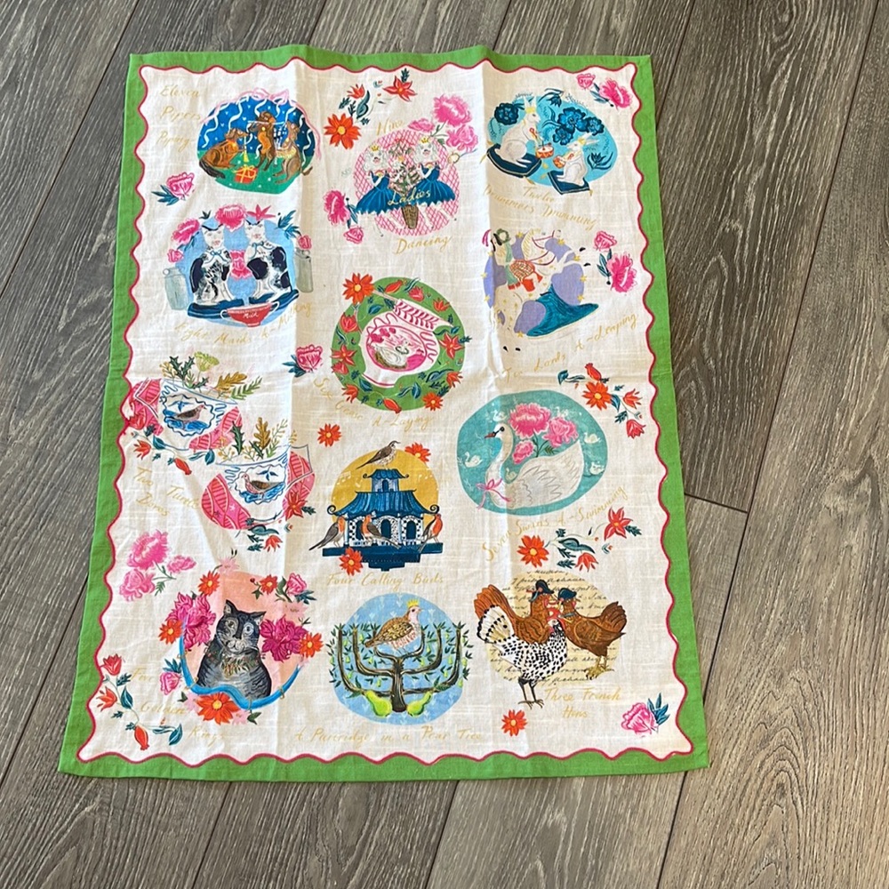 Anthropologie 12 days of Christmas dish towel - Picture 2 of 4